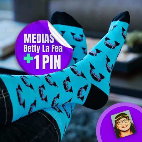 Medias Betty La Fea Color Azul - Talla 9-10 + PIN
