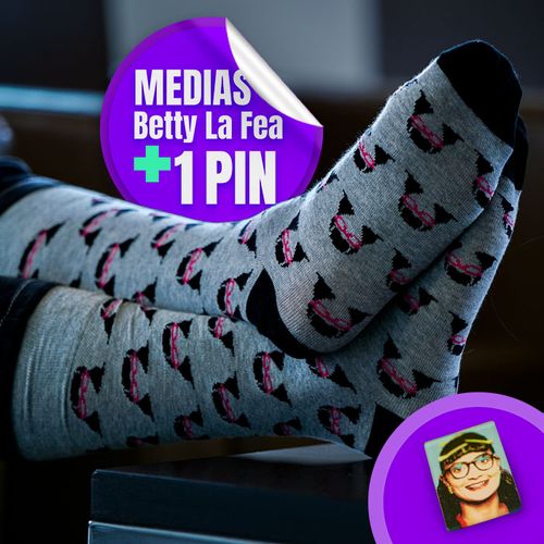 Medias Betty La Fea Color Gris - Talla 9-10 + PIN