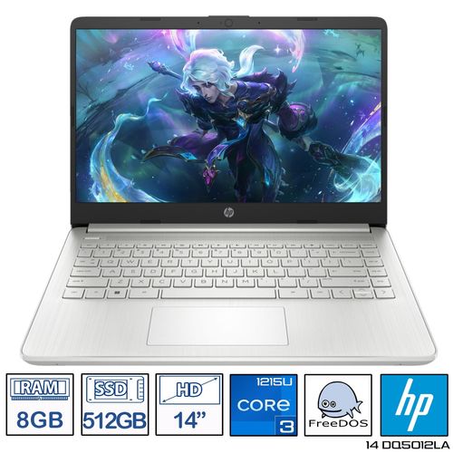 Computador Portatil Hp Core i3-1215U Ram 8GB 512GB Ssd 14 Pulgadas HD