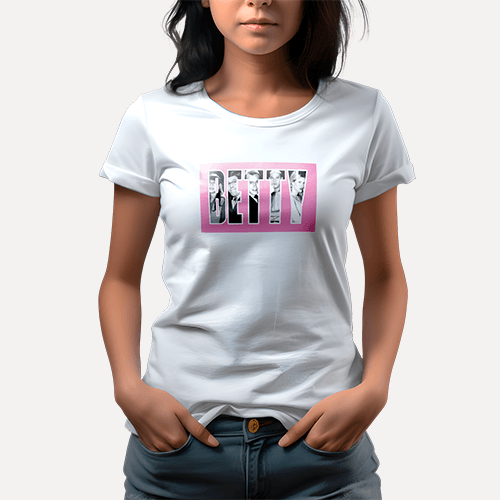 Camiseta Betty La Fea Color Blanco Mujer Estampada Rosa