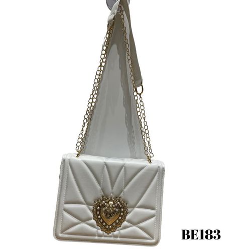 bolso blanco aplique dorado