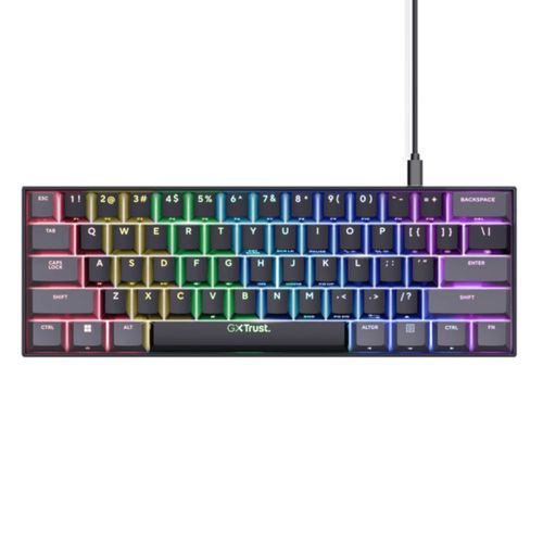 Teclado Gamer trust Gxt 867 Acira Mecanico 60% Negro RGB