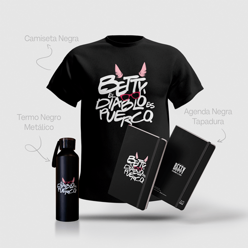 Combo EDEP 1 Camiseta Negra Unisex, Termo y Agenda negra Betty La Fea | Market RCN