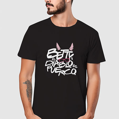 camiseta-negra-unisex-termo-agenda-negra-betty-la-fea-combo