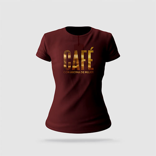 Camiseta Cafe con Aroma de Mujer Color Vino Mujer