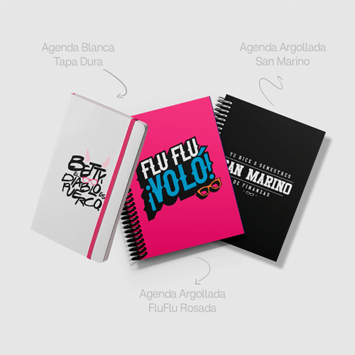 Combo Agenda Blanca El Diablo Es Puerco, Cuaderno San Marino, Cuaderno Rosado FluFlu Betty La Fea | Market RCN