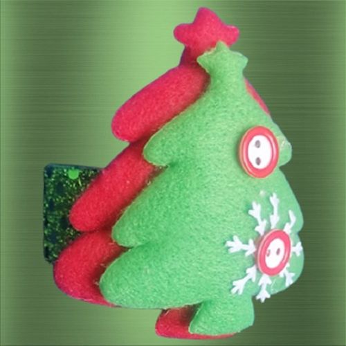 Accesorio Navideño 3 En 1: Pulsera, Servilletero Y Cortinero Diseño Árbol Verde