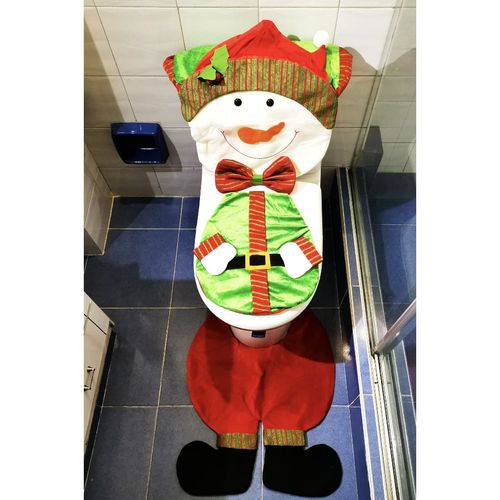 Juego De Baño Diseño Navideño Hombre De Nieve