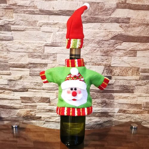 Cubre Botellas De Vino Diseño Navideño Camisa Papá Noel