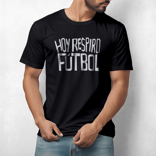 Camiseta Hoy Respiro fútbol color  Negro