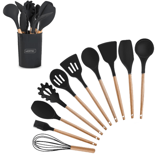 Juego de Utensilios de Cocina MERTEC 12 Piezas Negro