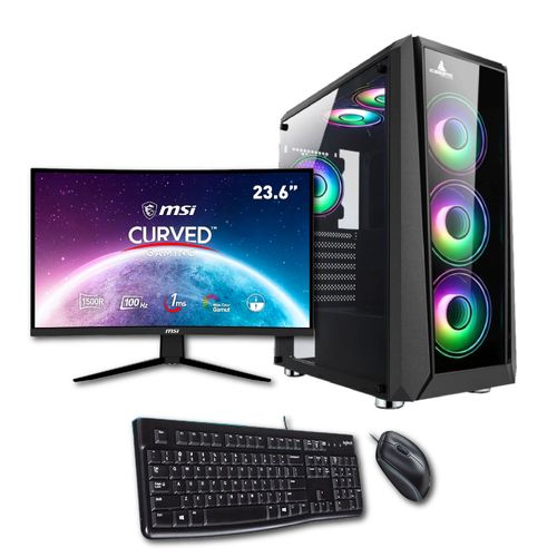 Computador Gamer Monitor Curvo 24 Pulgadas MSI 24" FHD100Hz  ProcesadorAMD  RYZEN 5 5600GT  1TB SSD M.2  DDR4 16GB 3200 MHz Sistema Operativo Linux